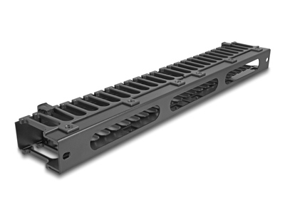 DELOCK cable management 67022 για rack 19"/1U, 3 ανοίγματα, μεταλλικό/πλαστικό, μαύρο