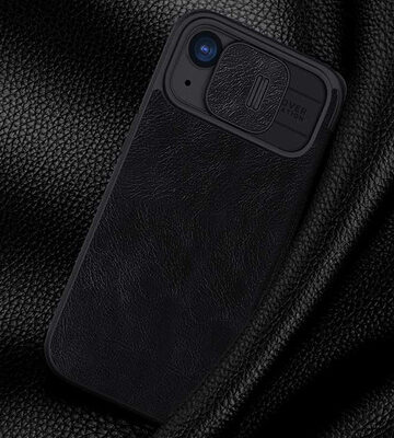 NILLKIN θήκη Qin Pro για iPhone 15 Plus, δερμάτινη, μαύρη