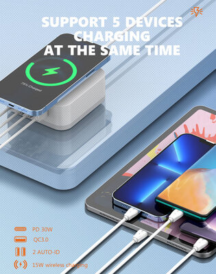 LDNIO σταθμός φόρτισης AW004, USB-C/3x USB/wireless, 32W, PD/QC, λευκός