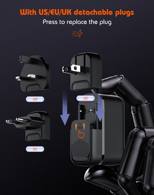 LDNIO φορτιστής τοίχου Q366 με καλώδιο, USB/2x USB-C, 65W, GaN, μαύρος