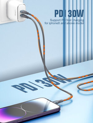 LDNIO καλώδιο Lightning σε USB-C LC631I, 30W PD, 1m, γκρι