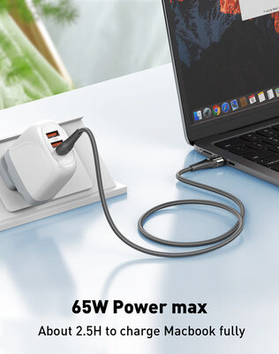 LDNIO καλώδιο USB-C σε USB-C LC861C, 65W PD, 1m, γκρι