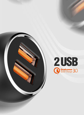 LDNIO φορτιστής αυτοκινήτου C503Q με καλώδιο, 2x USB, 36W, QC, γκρι