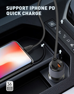 LDNIO φορτιστής αυτοκινήτου C510Q με καλώδιο, USB & USB-C, 38W, μαύρος