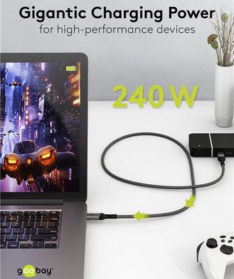 GOOBAY καλώδιο USB-C 74210, USB4, 240W, 40Gbps, 8K/60Hz, 0.50m, γκρι