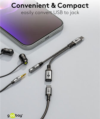 GOOBAY αντάπτορας USB-C σε 3.5mm & USB-C 74524, 60W, 480Mbps, γκρι