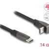 DELOCK καλώδιο USB-C 80750, 60W, flat, γωνιακό, 480 Mbps, 14cm, μαύρο