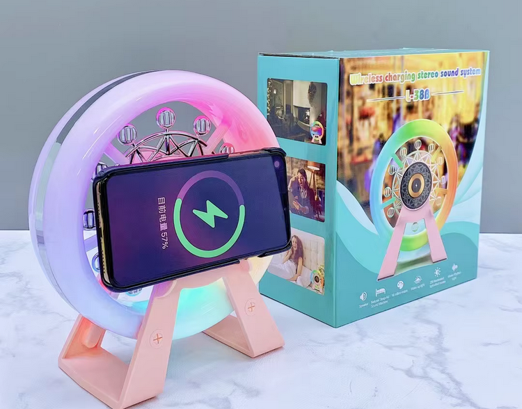Ασύρματο ηχείο Bluetooth με βάση ασύρματης φόρτισης smartphone - Wheel - L-38B - 811580 - White
