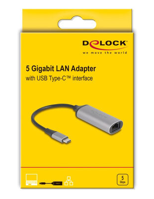 DELOCK αντάπτορας δικτύου 81570, USB-C, 5Gbps Ethernet, ασημί