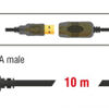 DELOCK καλώδιο USB 2.0 αρσενικό σε θηλυκό 82446, active, 10m, μαύρο