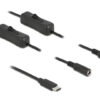 DELOCK καλώδιο USB Type-C σε 2x DC 5.5 x 2.1mm 86800, 1m, μαύρο