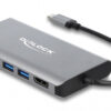 DELOCK docking station 87683, 7 θύρες, USB-C, 100W PD, 4K, MST, γκρι