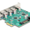 DELOCK κάρτα επέκτασης PCIe x1 σε 3x USB/2x USB-C/19-pin 90109, 5Gbps
