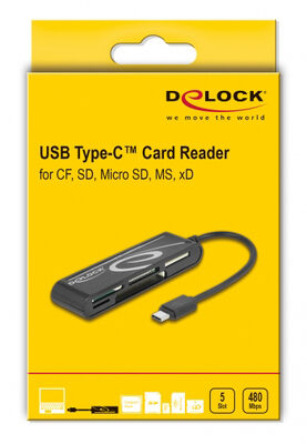 DELOCK card reader 91739 για micro SD/SD/CF/MS/xD, USB-C, μαύρο