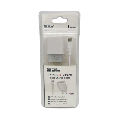 Αντάπτορας φόρτισης με καλώδιο και 2 θύρες USB - TypeC - Quick Charge - D1-S2 - 1m - 099576