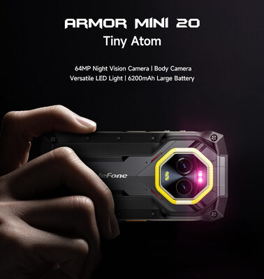 ULEFONE smartphone Armor Mini 20, 4.7", 8/256GB, 4G, 6200mAh, IP68/IP69K, μαύρο