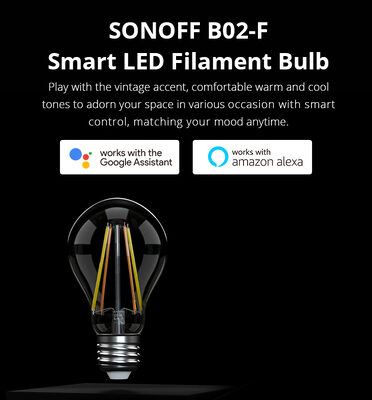 SONOFF Smart λάμπα LED Filament B02-F-A60, Wi-Fi, 7W, E27, 2200K-6500K
