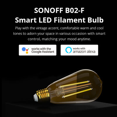 SONOFF Smart λάμπα LED Filament B02-F-ST64, Wi-Fi, 7W, E27, 1800K-5000K