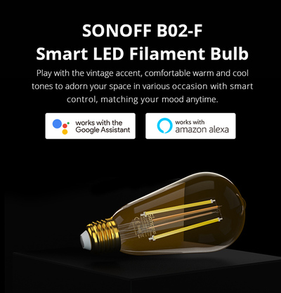 SONOFF Smart λάμπα LED Filament B02-F-ST64, Wi-Fi, 7W, E27, 1800K-5000K