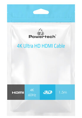 POWERTECH καλώδιο HDMI 2.0 CAB-H141 με Ethernet, 4K/60Hz, 1.5m, μαύρο