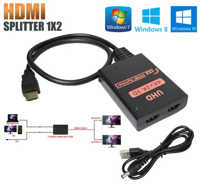 POWERTECH HDMI splitter CAB-H156, 2 σε 1, 4K/60Hz, HDR/HDCP, 50cm, μαύρο