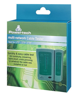 POWERTECH tester καλώδια δικτύου & τηλέφωνου CAB-N044 για RJ11/RJ12/RJ45