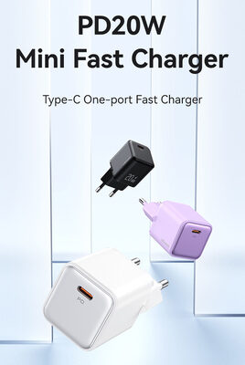USAMS φορτιστής τοίχου US-CC183, USB-C θύρα εξόδου, 20W PD, μωβ