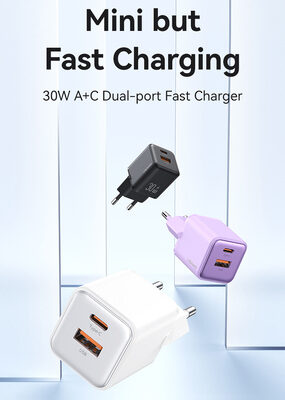 USAMS φορτιστής τοίχου US-CC189, USB & USB-C, 30W PD, λευκός
