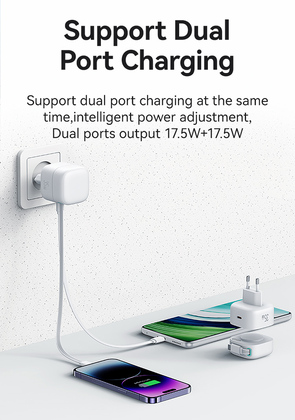 USAMS φορτιστής τοίχου US-CC202 με καλώδιο USB-C, USB-C, 35W GaN, λευκός