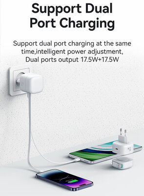 USAMS φορτιστής τοίχου US-CC209 καλώδιο Lightning, USB-C 35W GaN, μαύρος