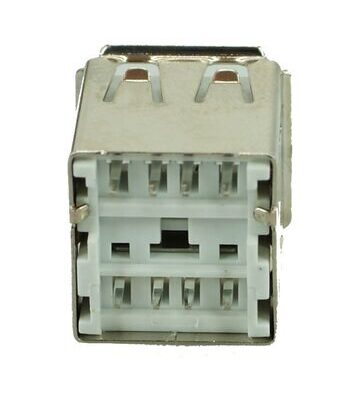 USB 2.0 Connector Double, down, Silver/White