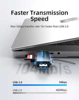 CABLETIME card reader CT-ACSD3-AG, SD/micro SD, USB/USB-C, 5Gbps, γκρι