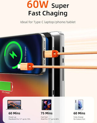 CABLETIME καλώδιο USB-C CT-CM60-PBW, 60W PD, 480Mbps, 0.25m, μπλε