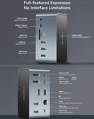 CABLETIME docking station DOCK162-AG2 15 θύρες, M.2 NVME, 4K 100W, γκρι