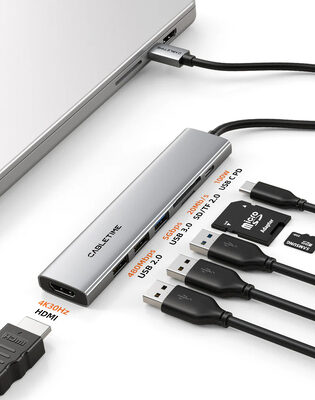 CABLETIME docking station CT-HBP2-AG7, 7 θυρών, USB-C, 4K, 100W, γκρι