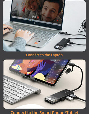 CABLETIME USB hub CT-HUBT3-PB, 4x θυρών, 5Gbps, USB/USB-C σύνδεση, μαύρο