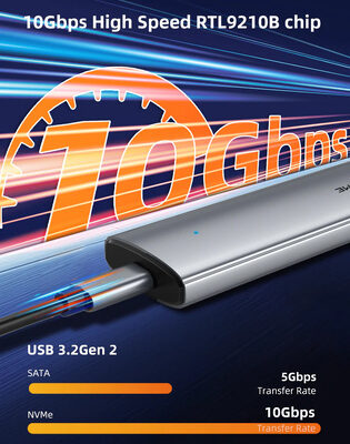 CABLETIME θήκη για M.2 NVMe/SATA SSD CT-SSD03-AG tool free, 10Gbps, γκρι