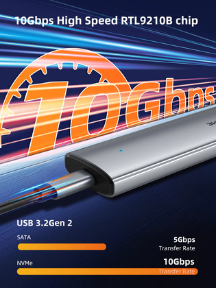 CABLETIME θήκη για M.2 NVMe/SATA SSD CT-SSD03-AG tool free, 10Gbps, γκρι