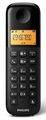 PHILIPS ασύρματο τηλέφωνο D1601B/34, με ελληνικό μενού, μαύρο