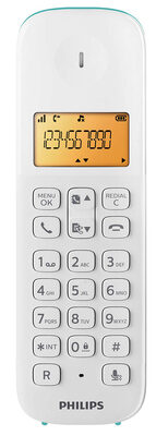 PHILIPS ασύρματο τηλέφωνο D1601T-34, με ελληνικό μενού, λευκό-πράσινο