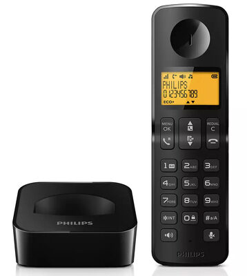 PHILIPS ασύρματο τηλέφωνο D2601B-34, με ελληνικό μενού, μαύρο
