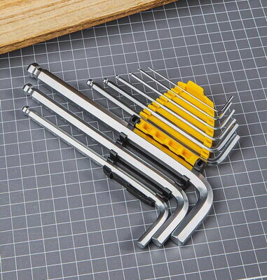 DELI σετ κλειδιά Allen DL3088 με μακρύ βραχίονα, 1.5-10mm, Cr-V, 9τμχ
