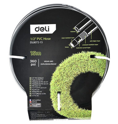 DELI λάστιχο ποτίσματος DL8072-15, 360psi, 1/2", 15m