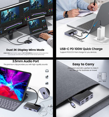 ORICO docking station DM-5P, 5 θυρών, USB-C σύνδεση, 100W PD, 4K, μαύρο