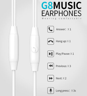 CELEBRAT earphones με μικρόφωνο G8, 3.5mm σύνδεση, Φ14.2mm, 1.2m, μαύρα