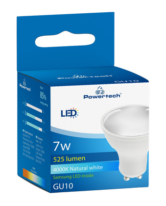 POWERTECH LED λάμπα spot GU10-002, 7W, 4000K, GU10, Samsung LED