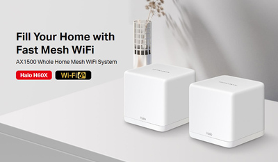 MERCUSYS Mesh WiFi 6 System Halo H60X, 1500Mbps Dual Band, 2τμχ, V.1.0
