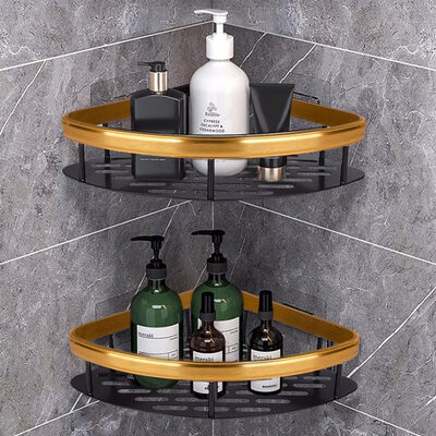 HOME USE γωνιακό ράφι τοίχου HUH-0157, αλουμινίου, 28x5.5x21cm, χρυσό