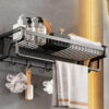 HOME USE κρεμάστρα με ράφι HUH-0164, μεταλλική 57x22x13cm, μαύρη