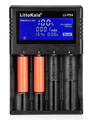 LIITOKALA φορτιστής LII-PD4 για μπαταρίες NiMH/CD, Li-Ion, IMR, 4 slots
